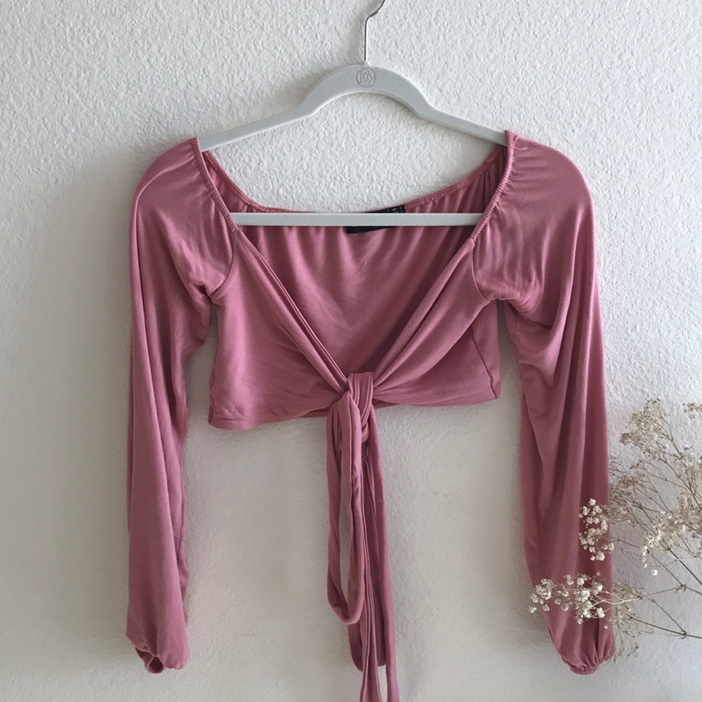 Pink wrap around crop top